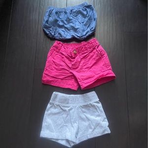 Carter’s & Falls Creek Kids baby girl jean bloomers, pink & gray shorts 12M VGUC